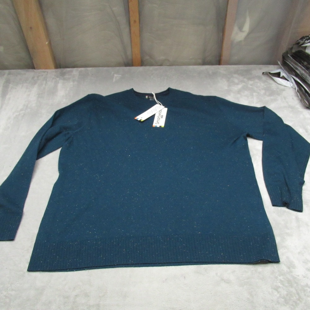 Smartwool Sparwood Sweater Men XL Blue Merino Wool Pullover Everyday‎ NEW